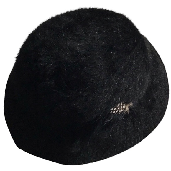 Vintage Kangol Design Hat Black England Feather Accent Bucket - Picture 2 of 10